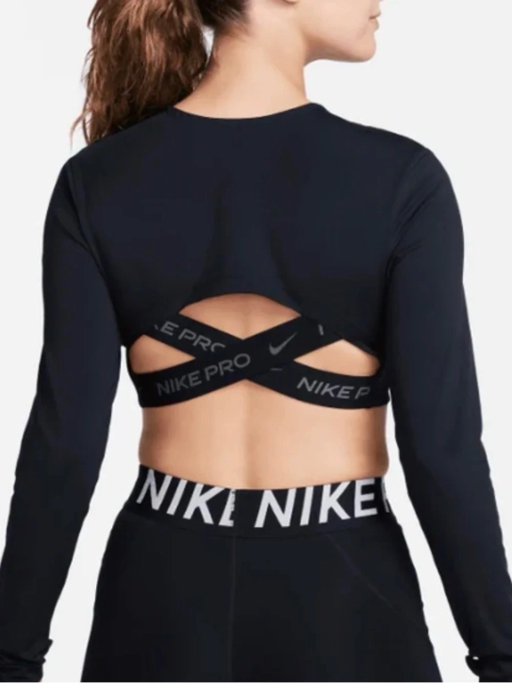 Nike Pro Black Cutout Crop Top NWOT M